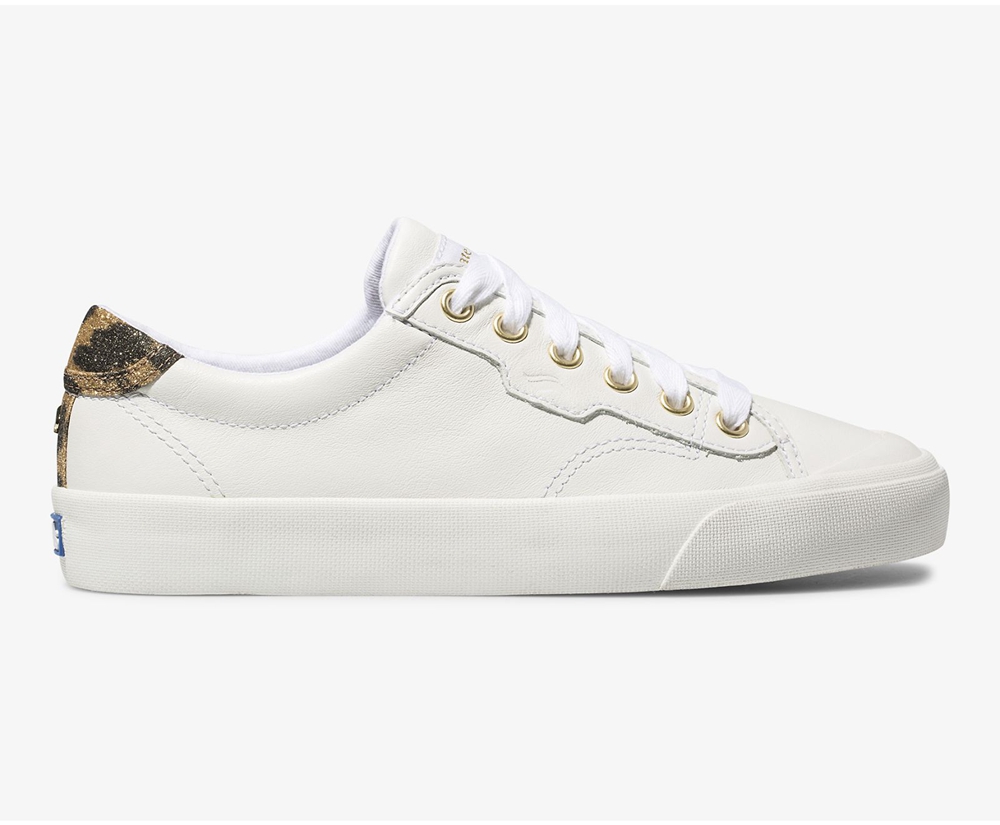 Womens Keds Sneakers - Kate Spade new york Crew Kick 75 Leather - White - 5384-TYFKD